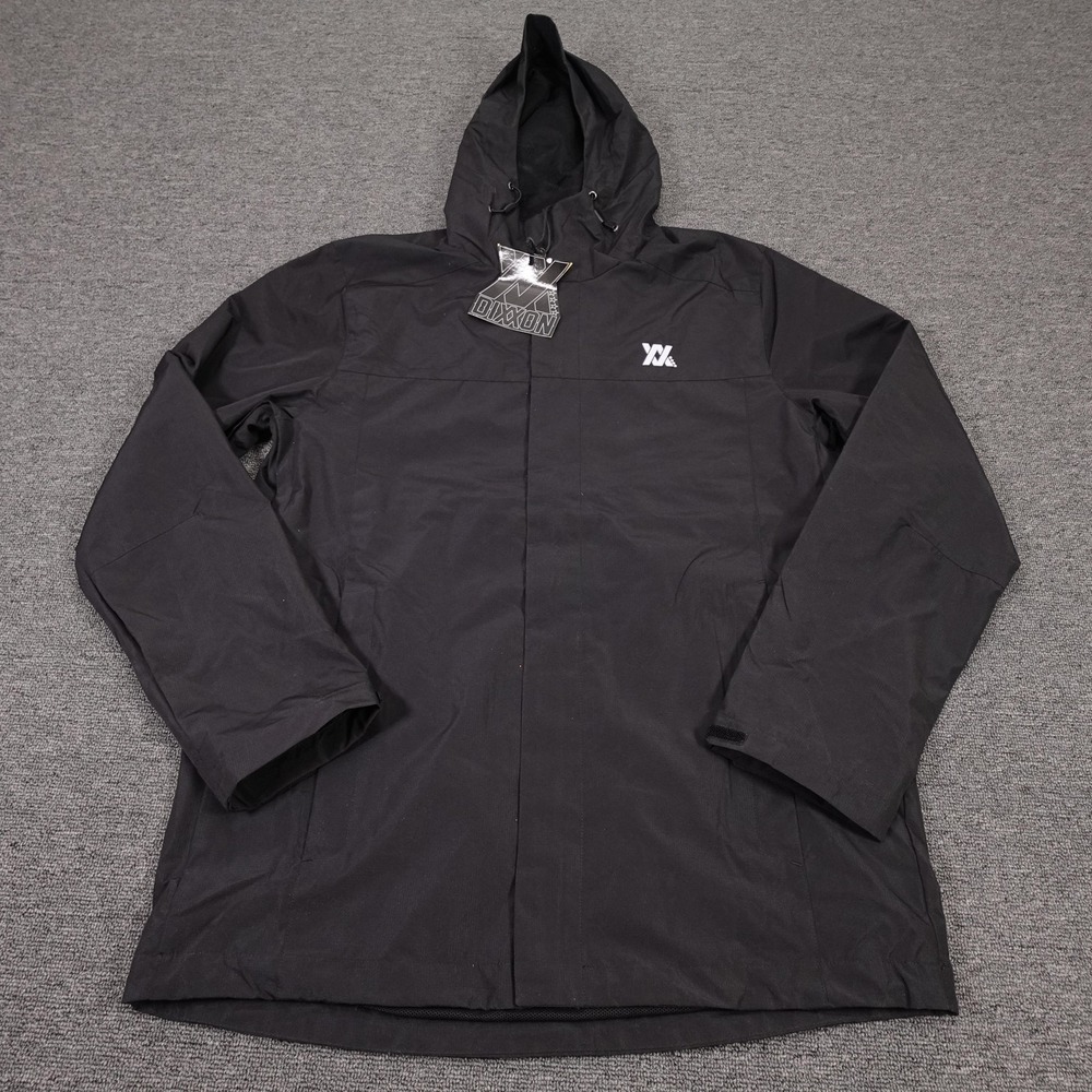 Dixxon Jacket Mens Medium Black Hooded Softshell Windbreaker Full Zip Casual‎